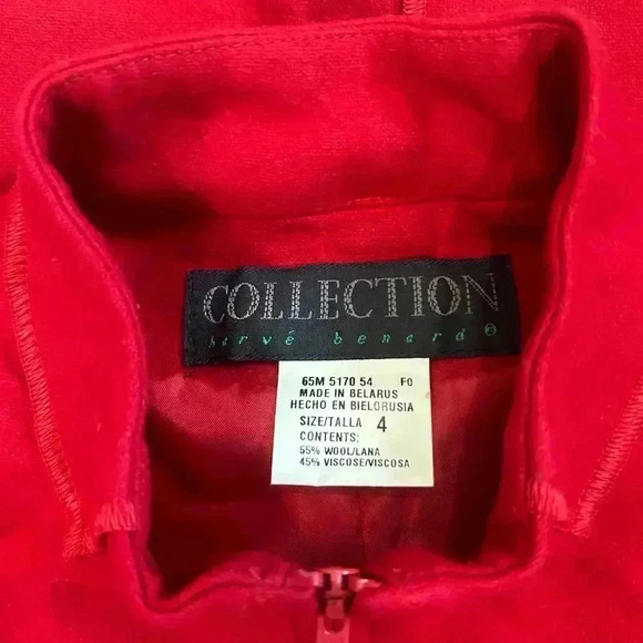 Collection Harve Benard Red Wool Blend Full Zip Mock Neck Vest Gorp Size 4 - Picture 3 of 3